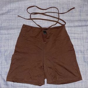 Peephole Shorts with Wrap Around Ties